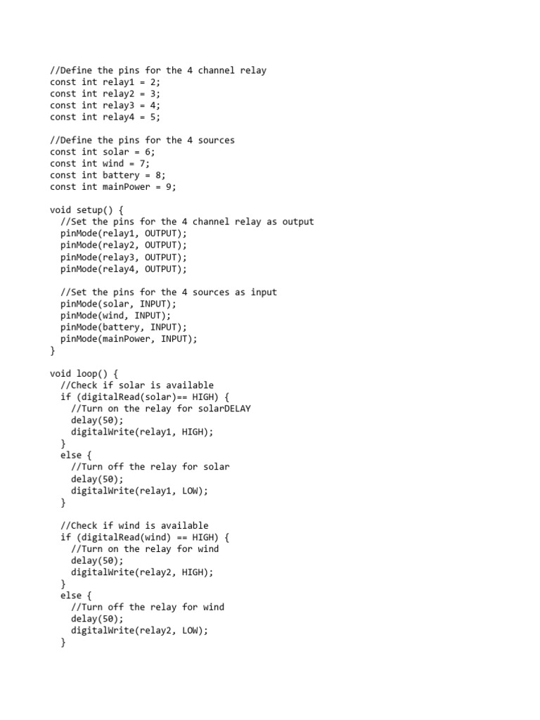 Code Unintrrupetd Power Supply Using Four Different Sources | PDF
