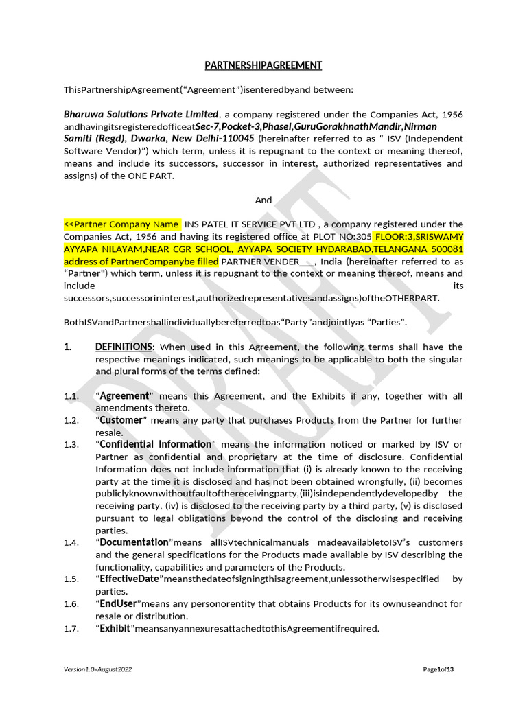 Partnership Agreement | PDF