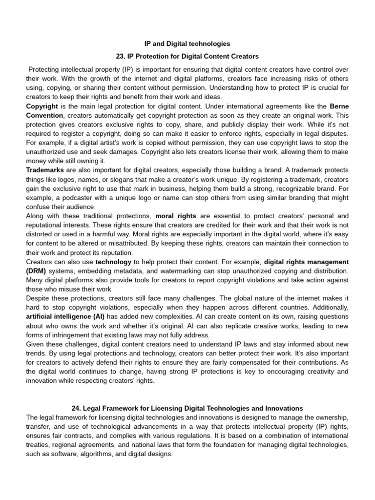 IP and Digital Technologies | PDF | Intellectual Property | Copyright ...