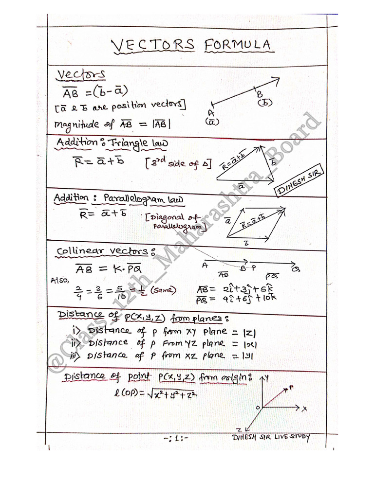 vector formula | PDF