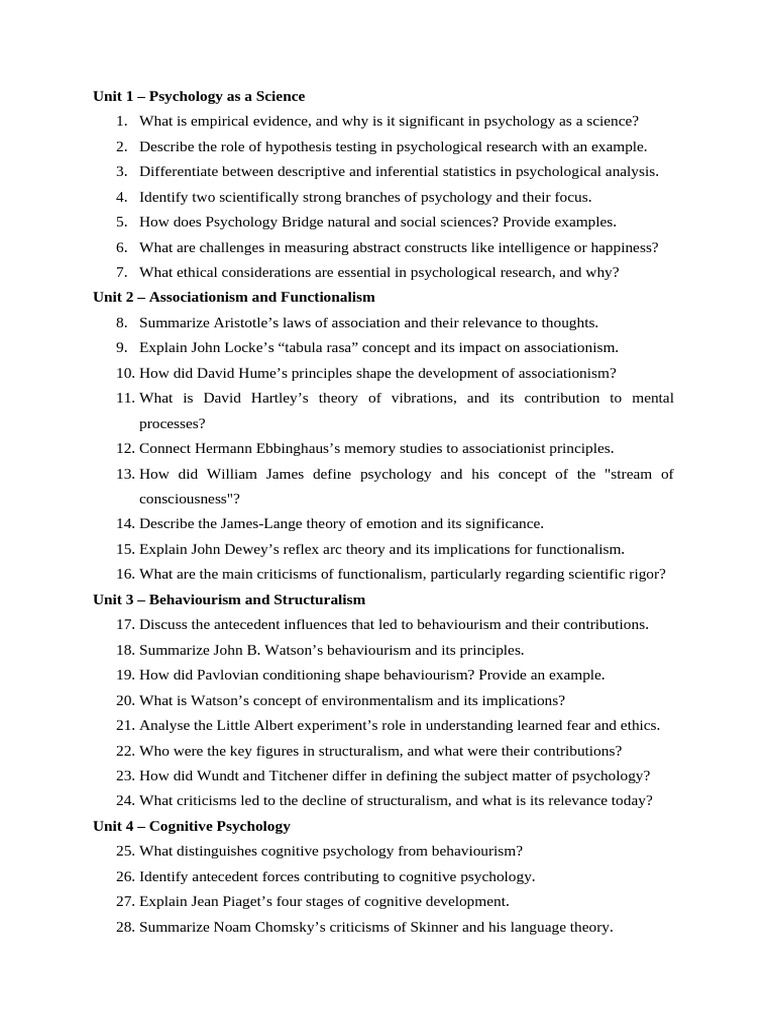 Overview of Key Psychology Concepts | PDF | Psychology | Humanistic ...