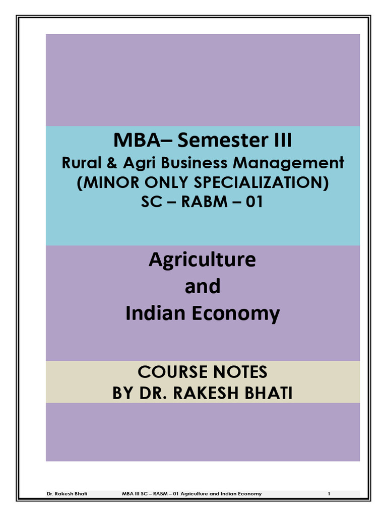 Agriculture and Indian Economy-1 | PDF | Green Revolution | Agriculture