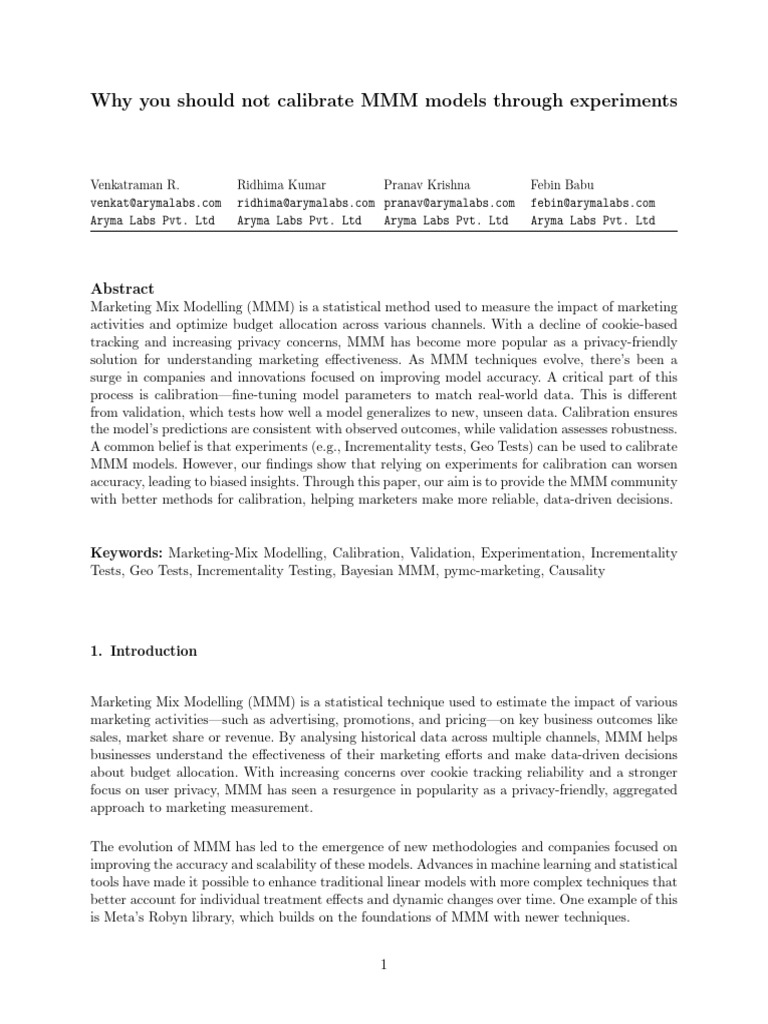 Rethinking MMM Calibration Methods | PDF | Coefficient Of Determination ...