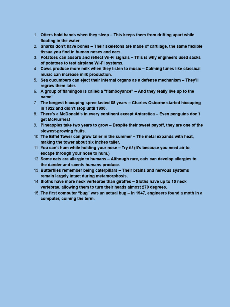 Random Fun Facts 3 | PDF