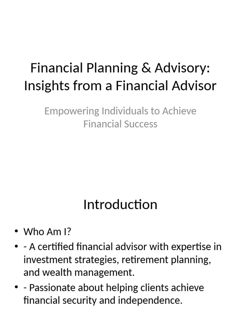 Financial Advisor Knowledge | PDF