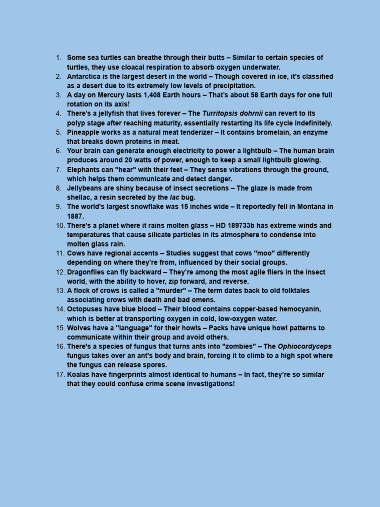 Random Fun Facts 5 | PDF