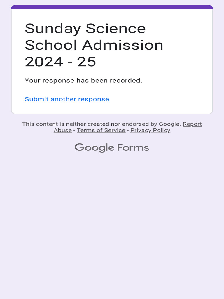 Sunday Science School Admission 2024-25 | PDF