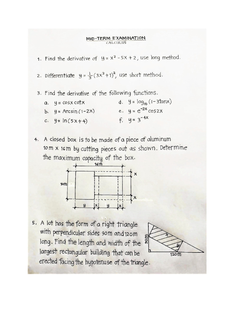 Calculus Midterm Exam Pdf