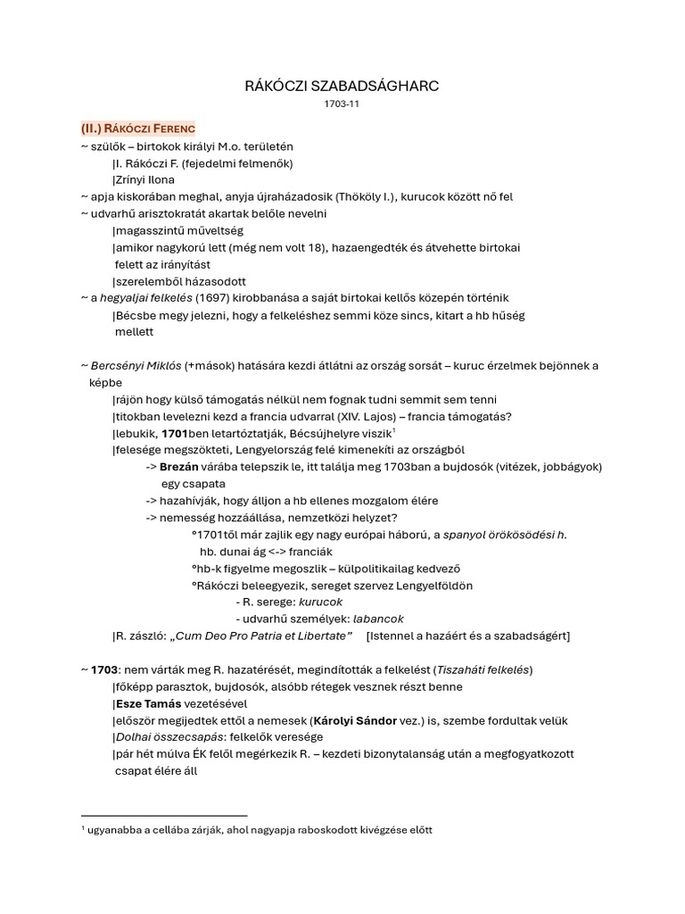 Rákóczi Szabadságharc | PDF