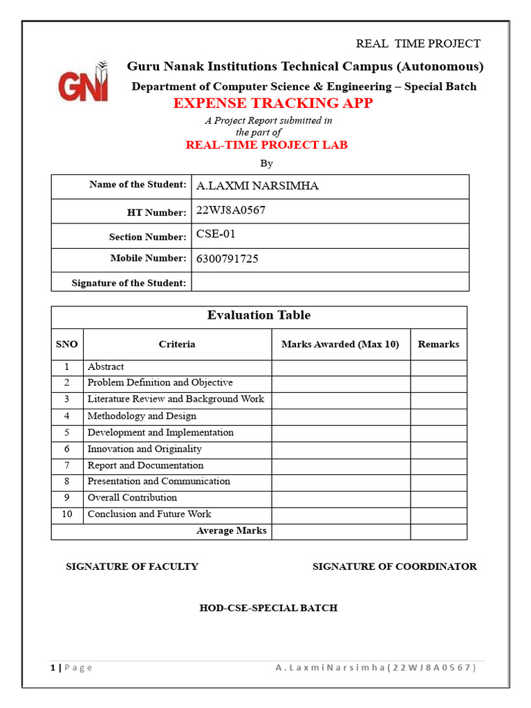 Expense Tracking App Project Report | PDF | Agile Software Development ...