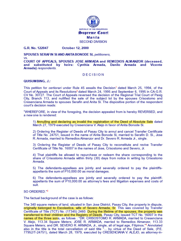 Court Ruling on Property Sale Dispute | PDF | Lawsuit | Public Law
