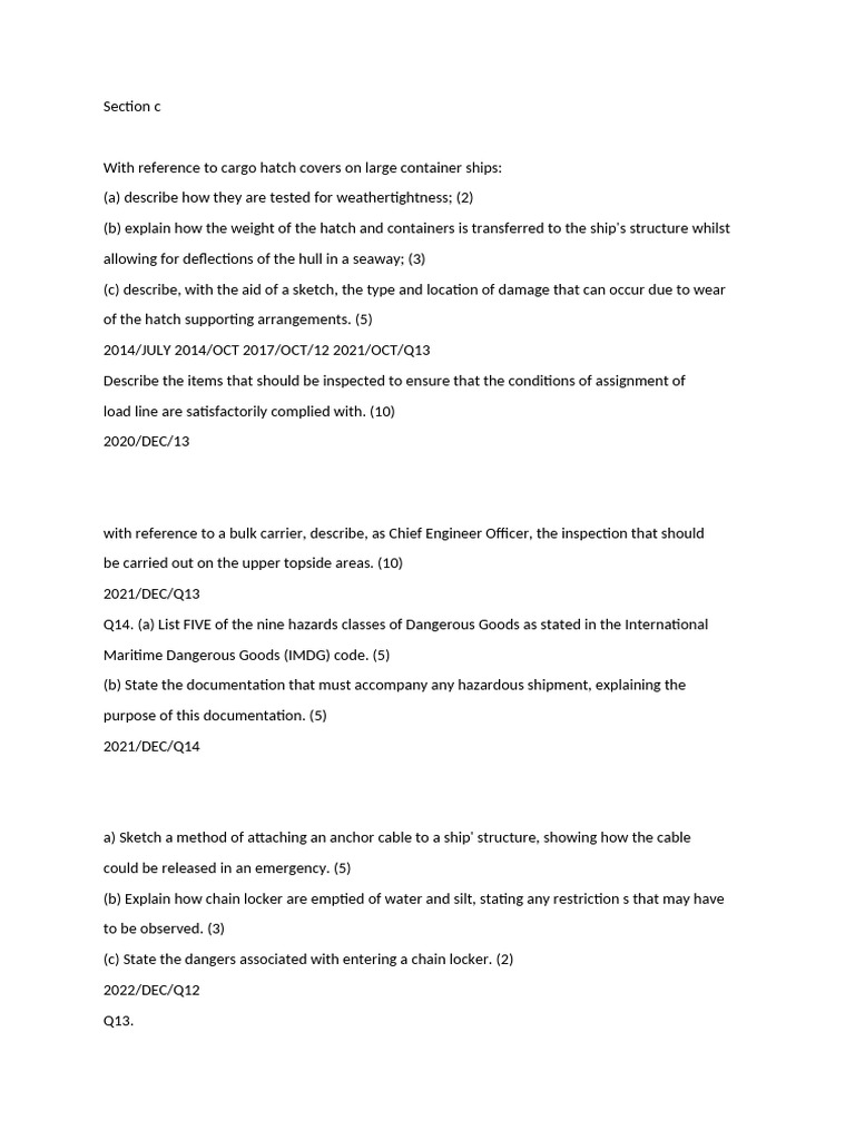 Section c | PDF | Ships | Dangerous Goods