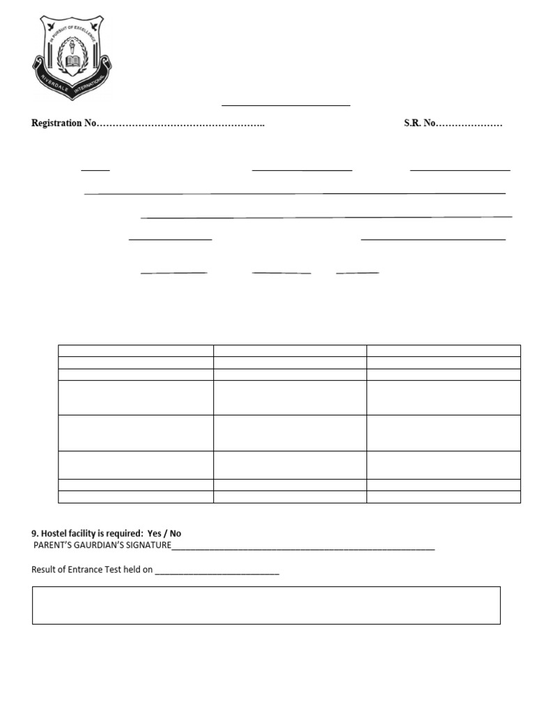 Registration Form Pdf