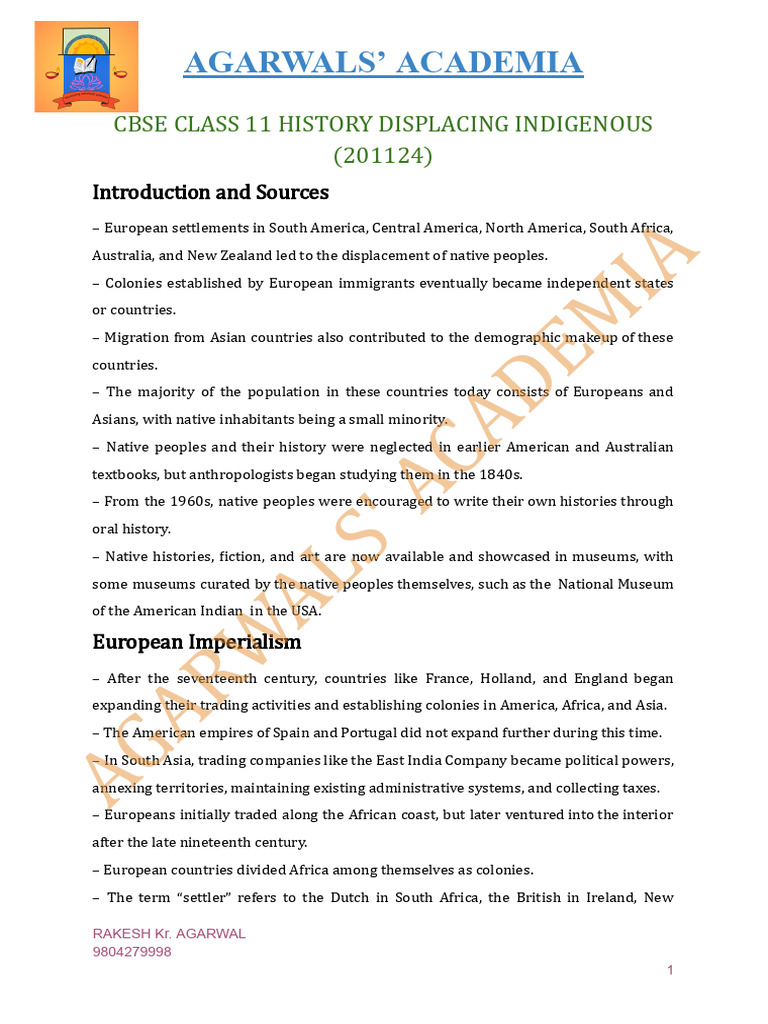 Displacing Indigenous Peoples in History | PDF | Indigenous Peoples ...