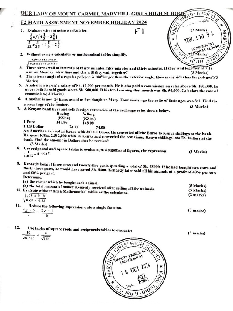 Math Assignment November | PDF