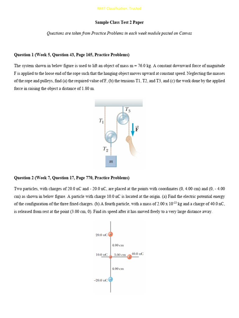 class+test+2+sample+test+questions | PDF | Force | Mass