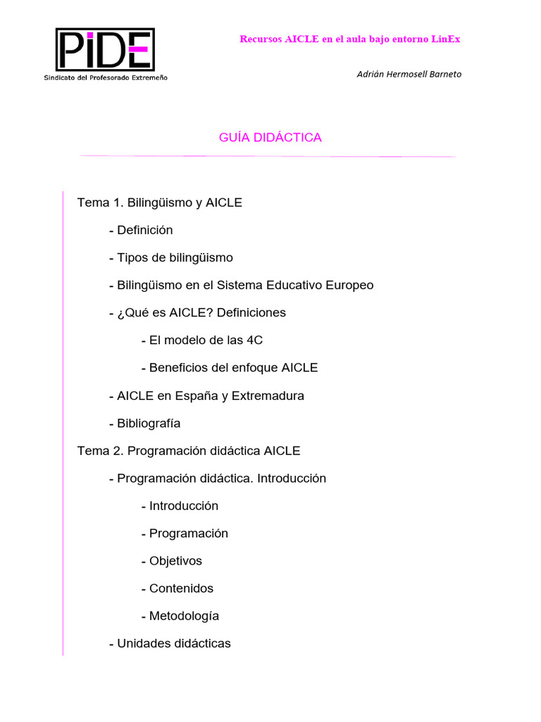 Recursos AICLE en LinEx para Educación | PDF
