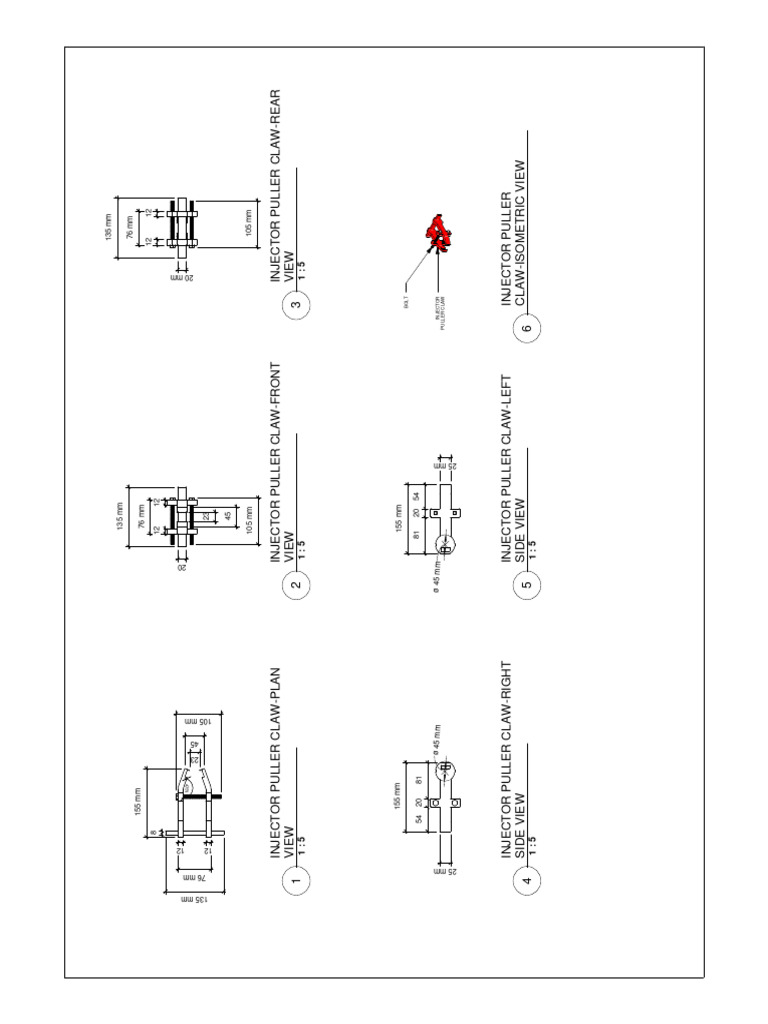 Injector Puller Claw Technical Drawings | PDF