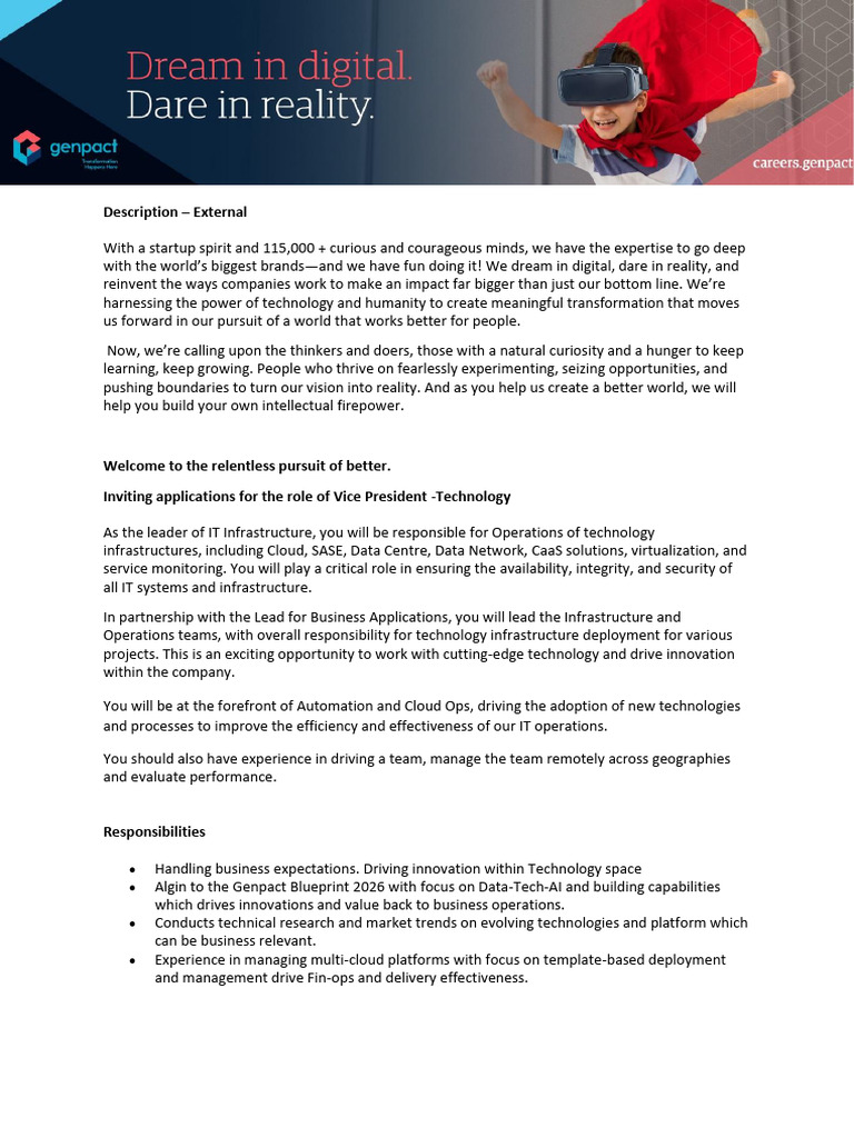 JD Vice President - Technology | PDF | Cloud Computing | Social Psychology