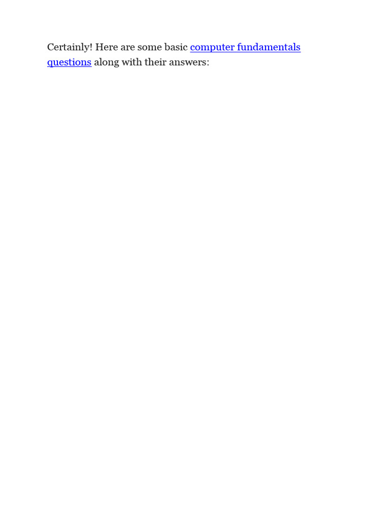 Computer Fundamentals Quiz with Answers | PDF | Computer Data Storage ...