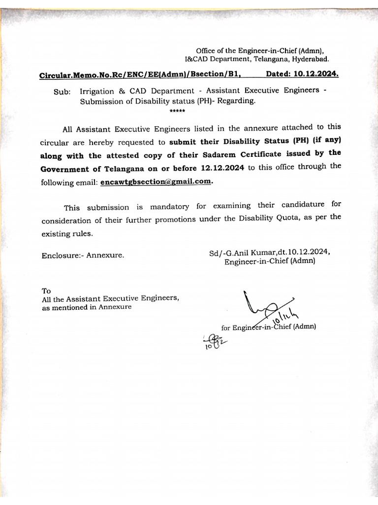 Disability Status Circular | PDF