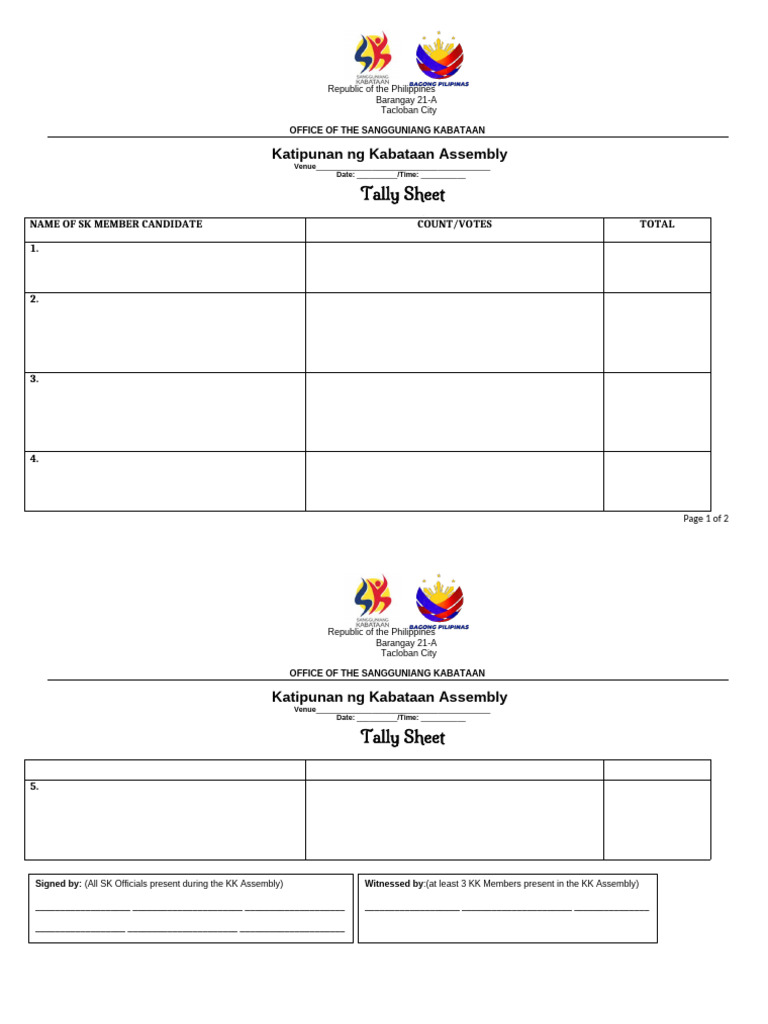 Annex B-6 of DILG&NYC JMC-SAMPLE TALLY SHEET-Filling Up of SK Vacancy ...