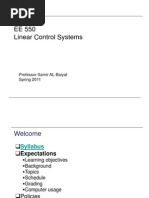 EE 550 Linear Control Systems: Professor Samir AL-Baiyat Spring 2011