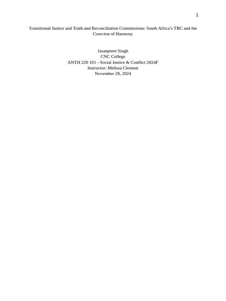 Transitional Justice and Truth and Reconciliation Commissions ...