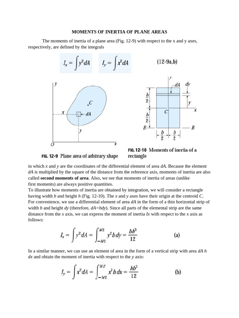 Centroids and Moment of Inertia | PDF | Cartesian Coordinate System | Area