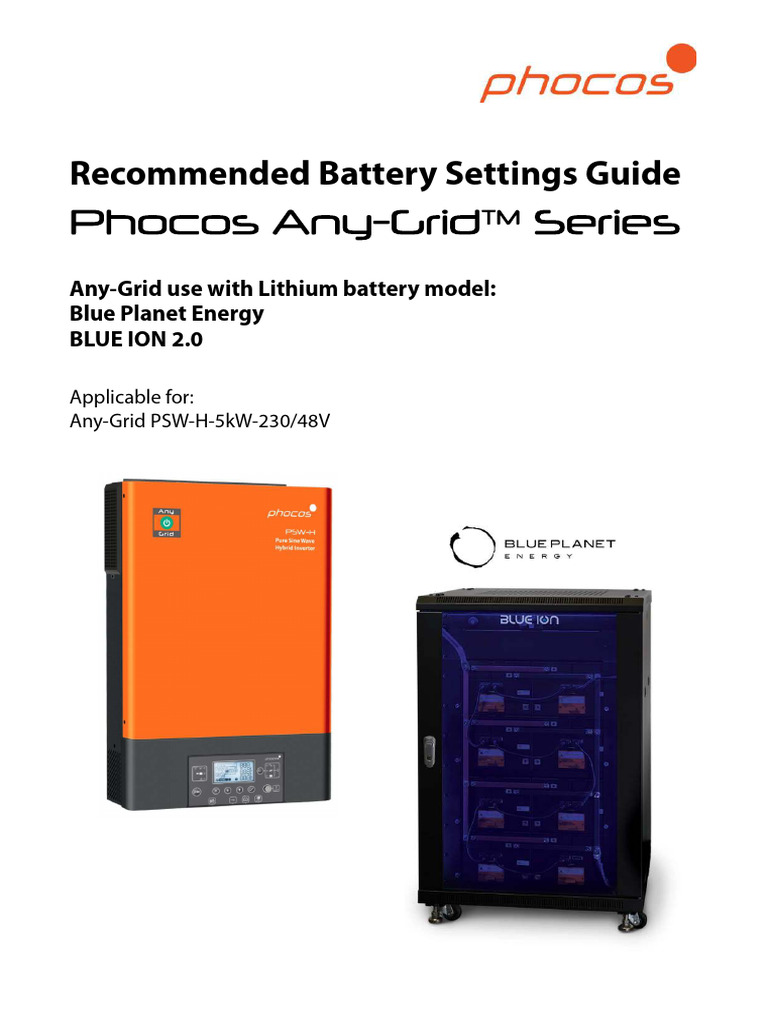 Any Grid - PSW H - Battery Settings For Blue Planet Energy BLUE ION 2.0 ...