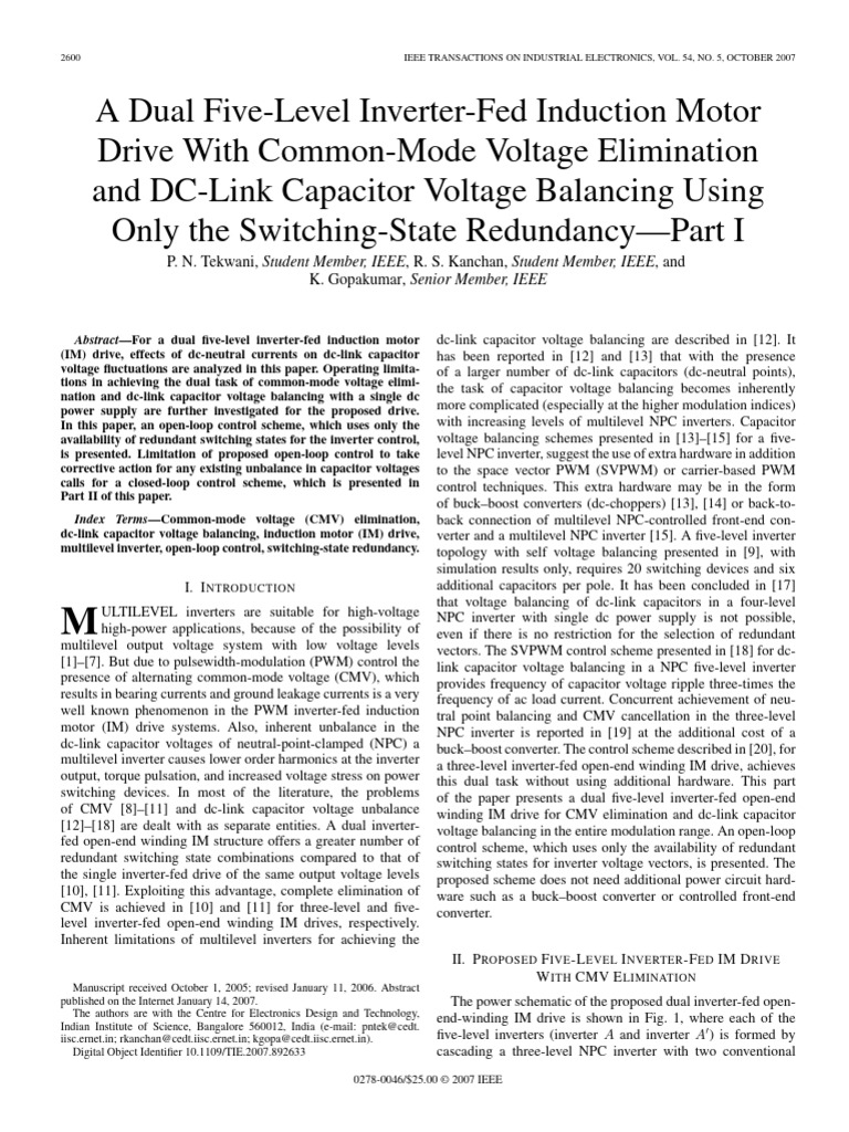 Five-Level Inverter for Induction Motors | PDF | Power Inverter | Power ...