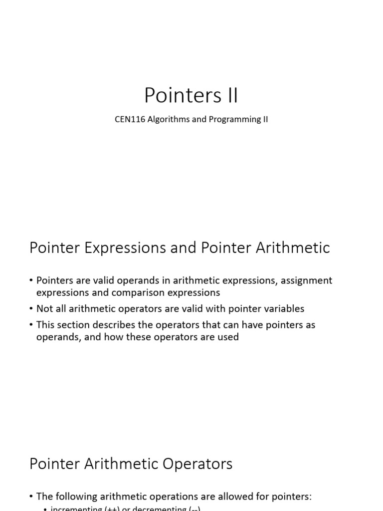 Pointer Arithmetic in C Programming | PDF | Pointer (Computer ...