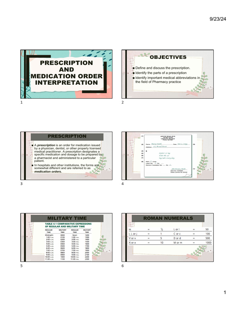Prescription and Medication Order Interpretation | PDF | Medical ...