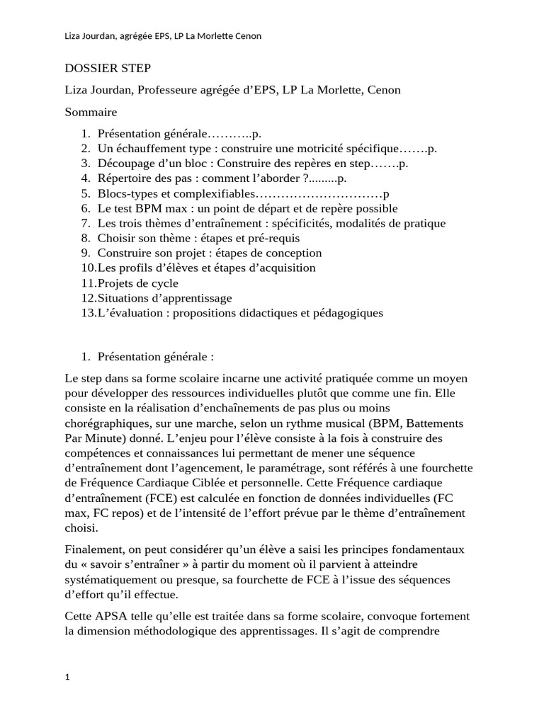 Guide pratique du step en EPS | PDF | Des sports