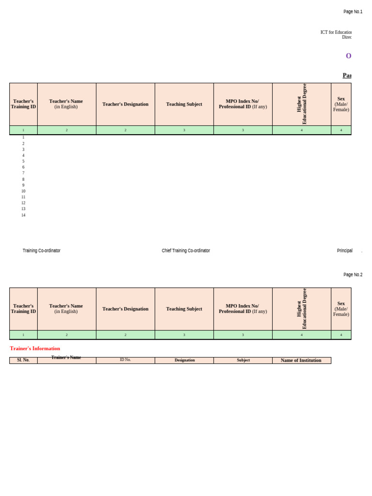 Teacher Training Registration Database | PDF