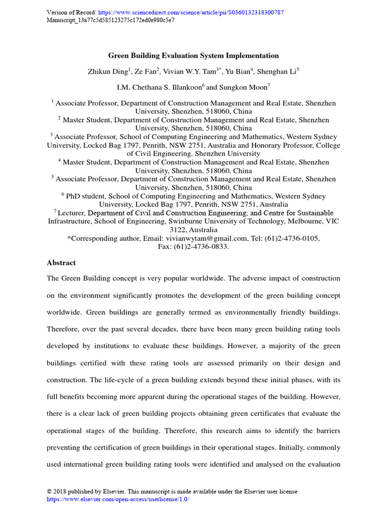 Green Building Evaluation System Implementation | PDF | Green Building ...