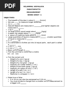 Measurement - Class 5 Work Sheet - 1[2]
