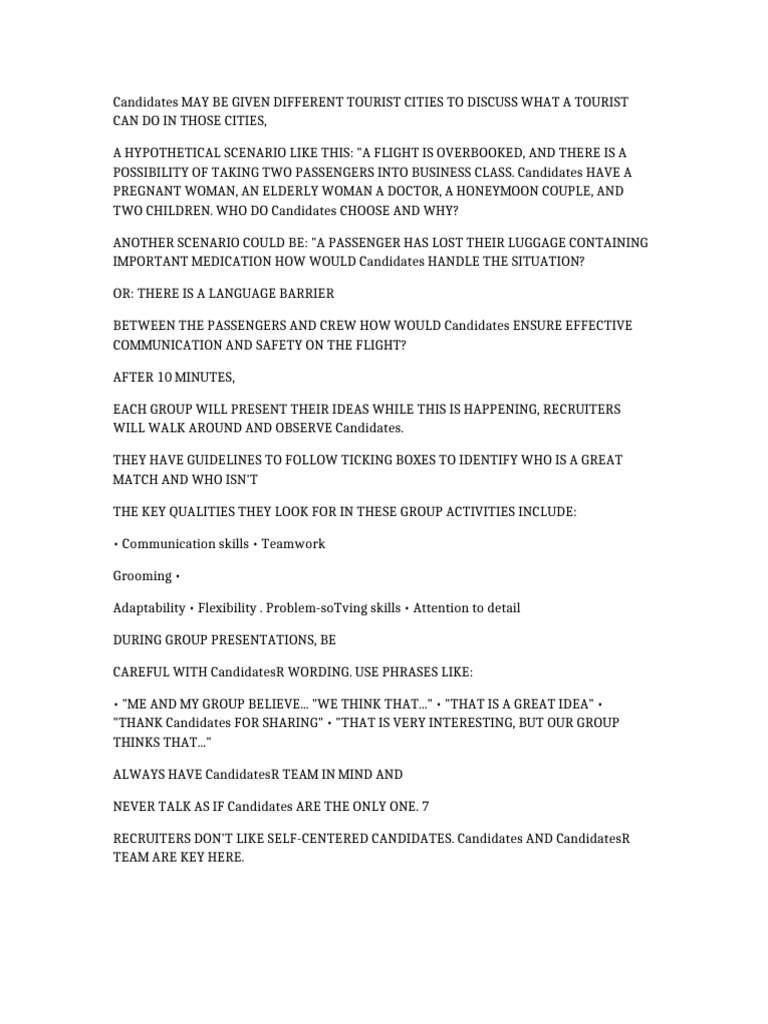 Emirates Cabin Crew Group Discussion Tips | PDF | Body Language ...