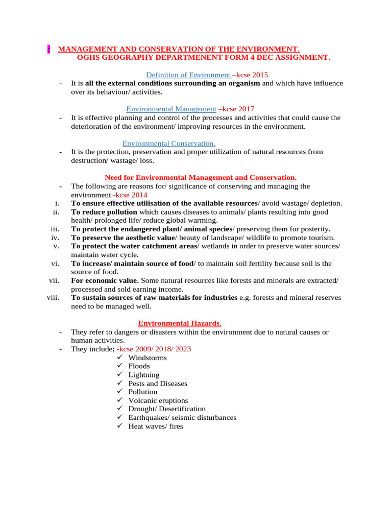 Management and Conservation of The Environment | PDF | Flood | Waste