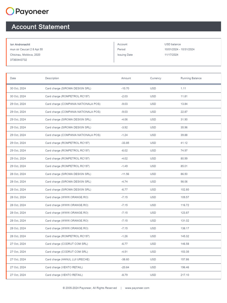 Monthly Account Statement - October 2024 | PDF | Financial Technology ...