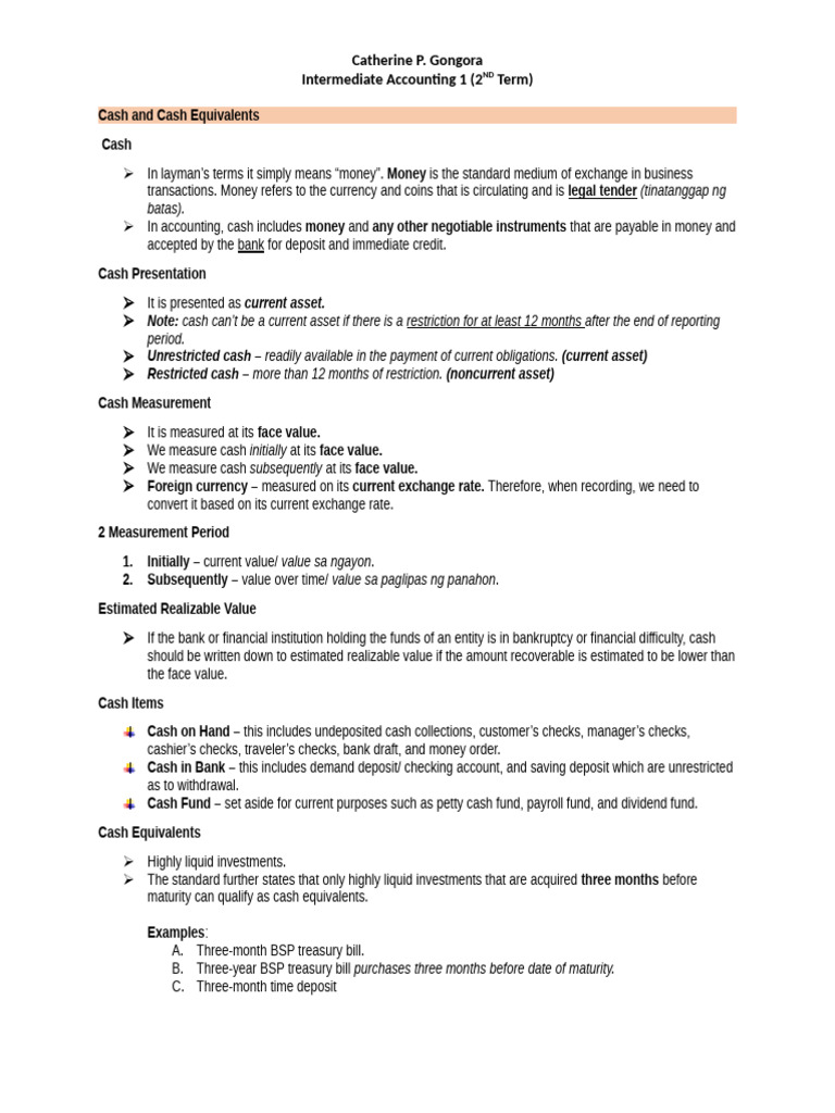 Intermediate Accounting | PDF | Banks | Money