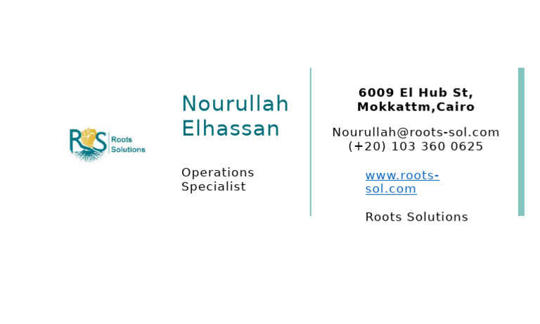 Contact Information for Roots Solutions | PDF