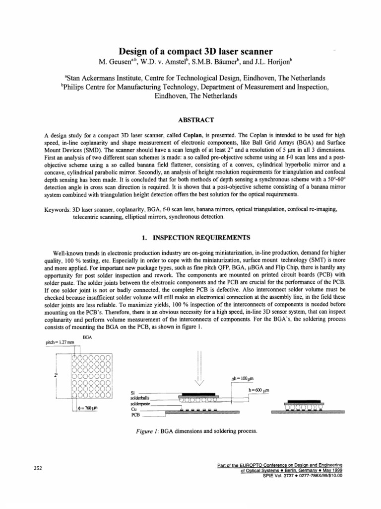 Compact 3D Laser Scanner Design | PDF | Confocal Microscopy | Optics
