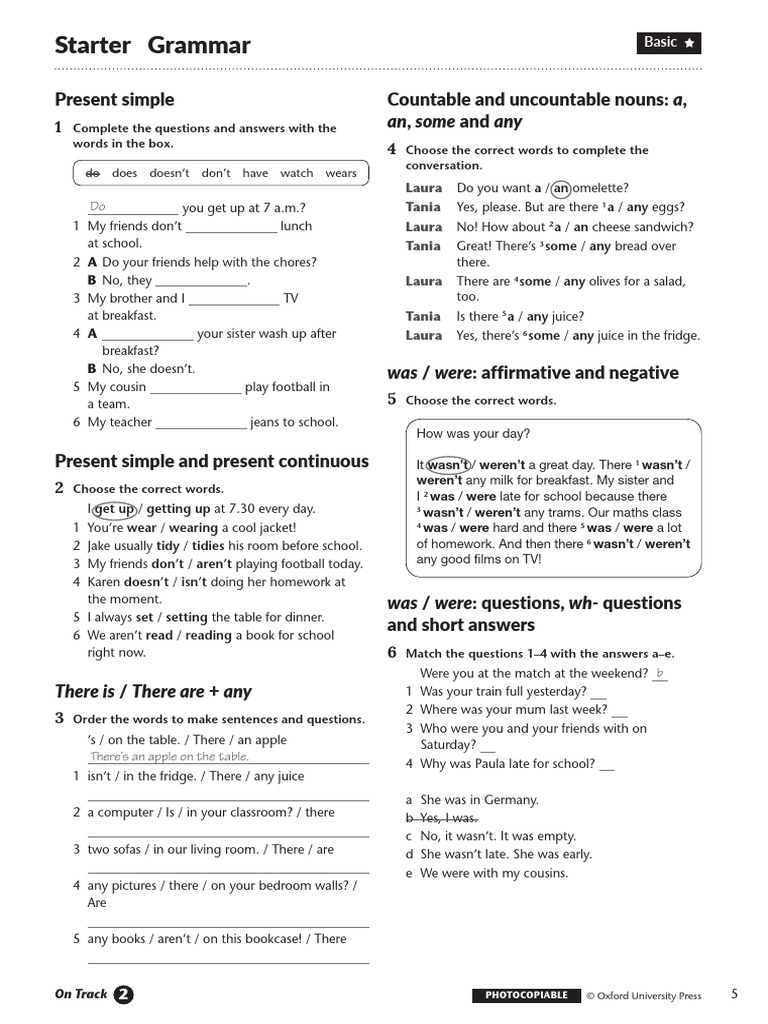 On Track 2 Grammar Workbook | PDF | Adjective | Question