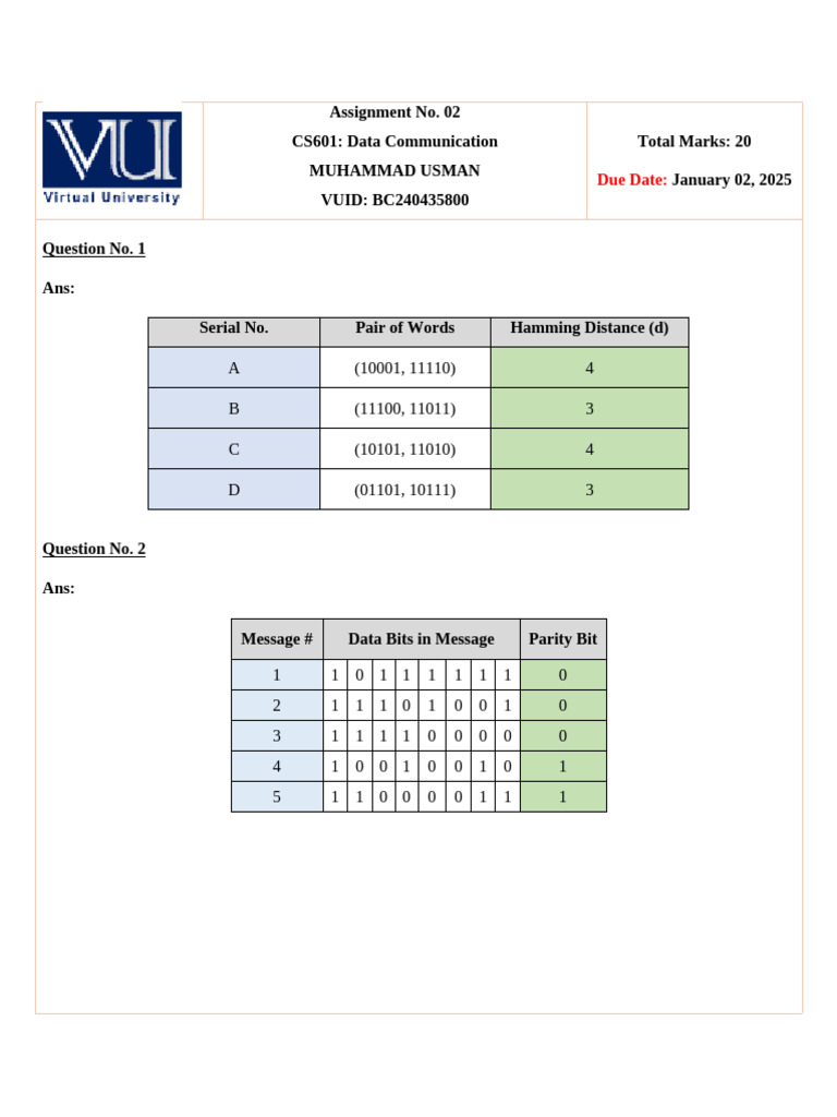 Assignment No 2 CS601-M USMAN-BC240435800 | PDF