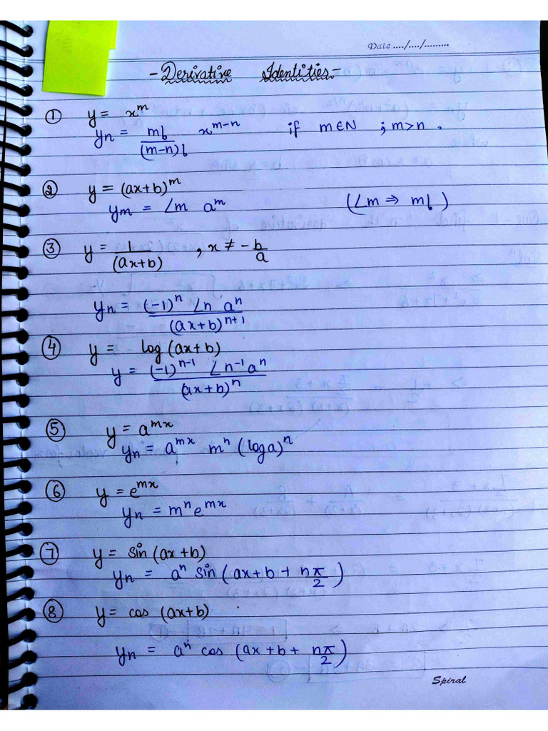 Maths Differentiation Notes ?? | PDF