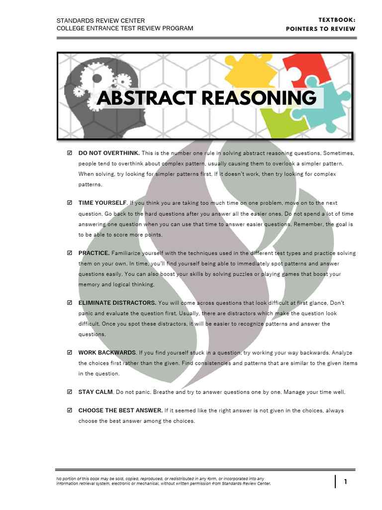 (REVISED) SRC Pointers To Review - Abstract Reasoning | PDF | Shape ...
