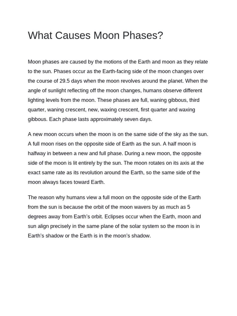 Understanding Moon Phases Explained | PDF