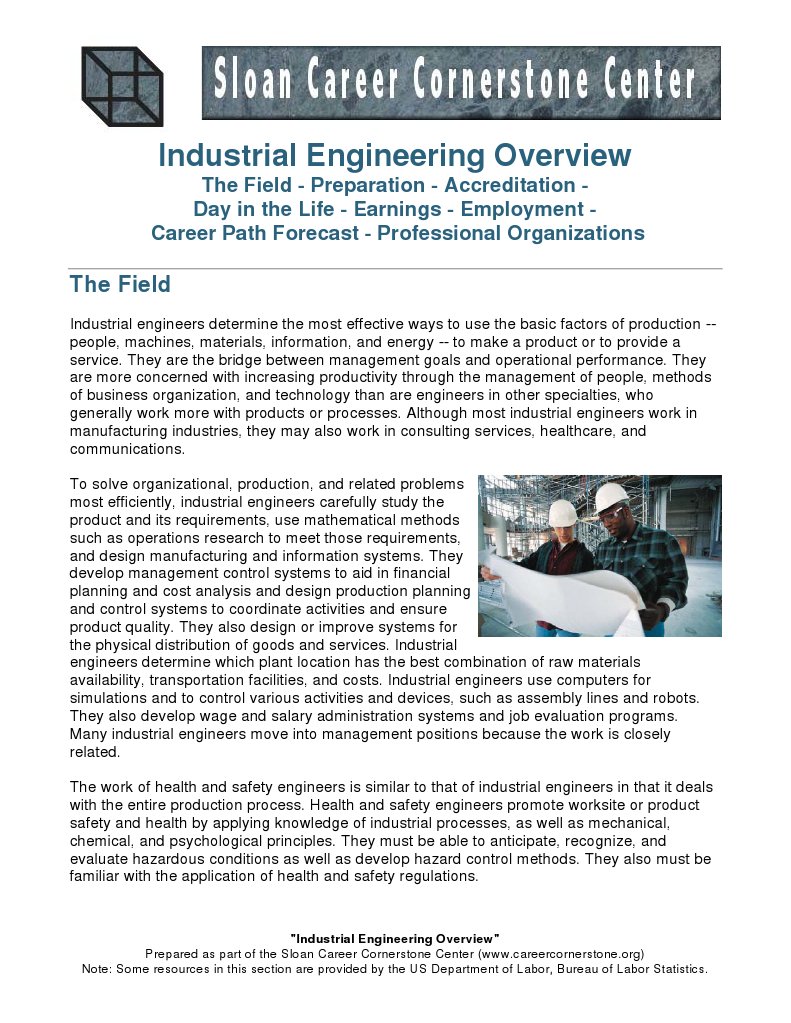 Industrial Engineering Career Guide | PDF | Industrial Engineering ...