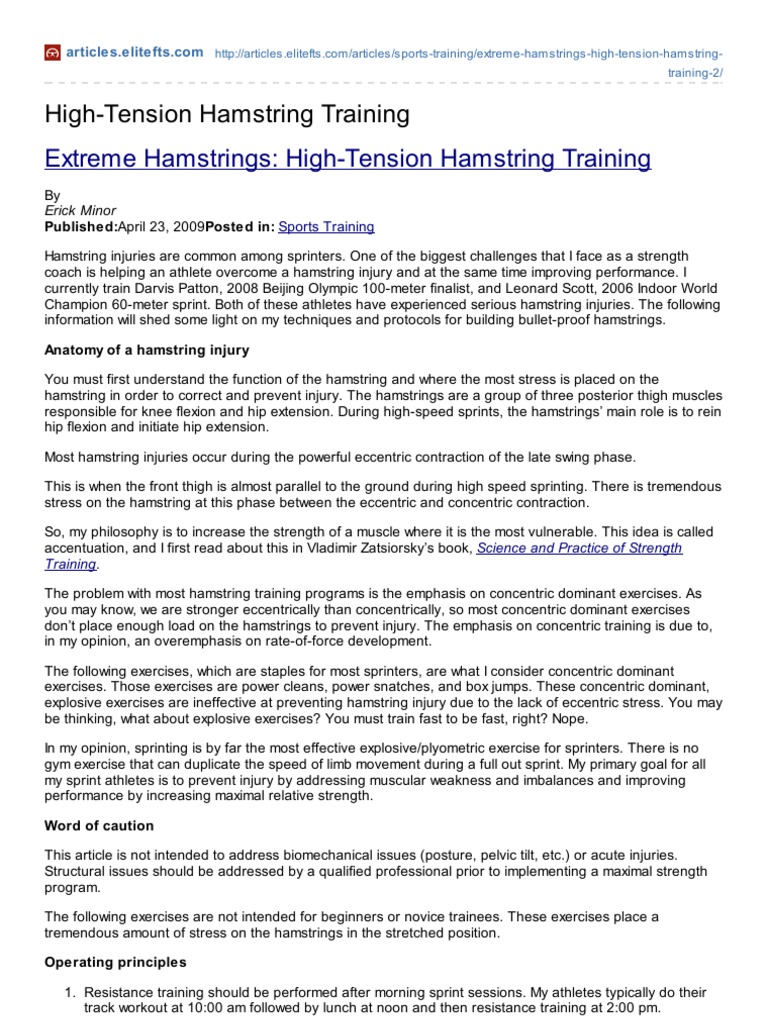 High-Tension Hamstring Training Guide | PDF | Strength Training ...
